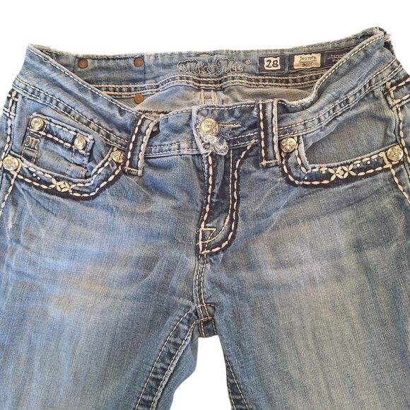 Miss Me Jeans Women's Embellished Bootcut Jewelled Distressed Denim Size 28 x 32 - Picture 8 of 16
